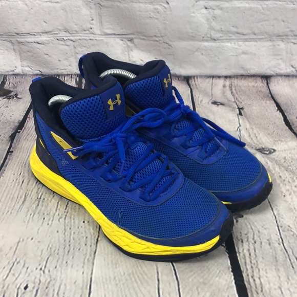 Under Armour Other - Youth Under Armour Blue and Yellow High Top